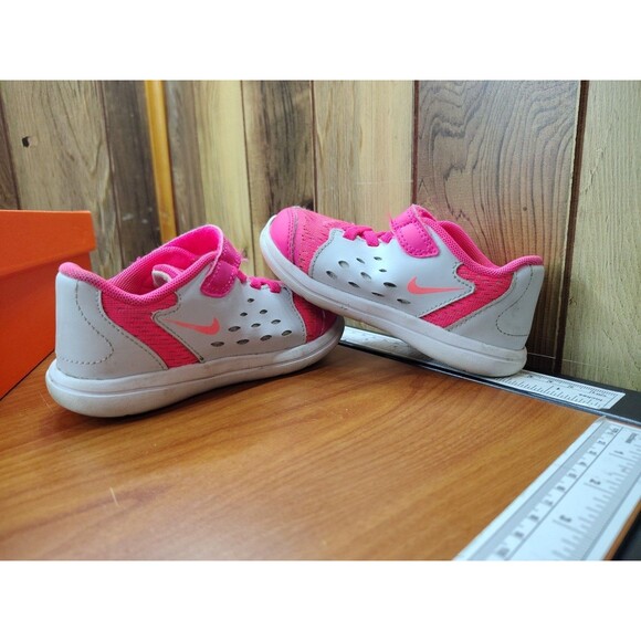 Nike Flex RN 904251-600 Pink Hook & Loop Toddlers Running Sneakers Girls US 8c - Picture 4 of 7